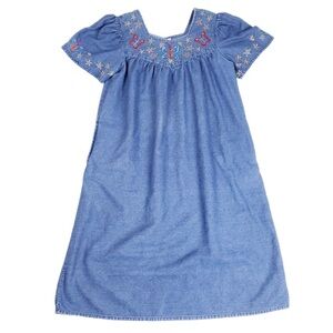 Loungees Denim Blue Embroidered Women's Dress/ Md / tiny blemish see pics